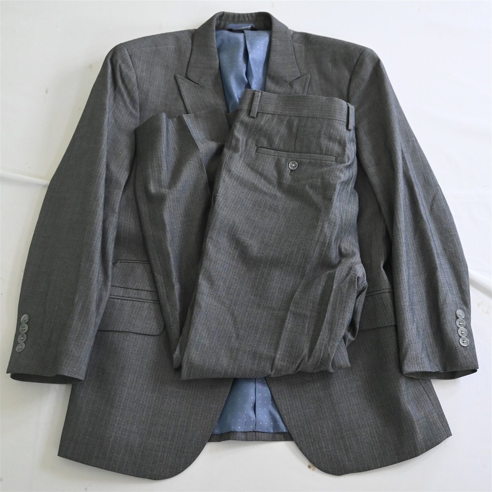 Beverly Hills Polo Club 42S 32x28 Gray Striped‎ Mens Jacket Pants Suit